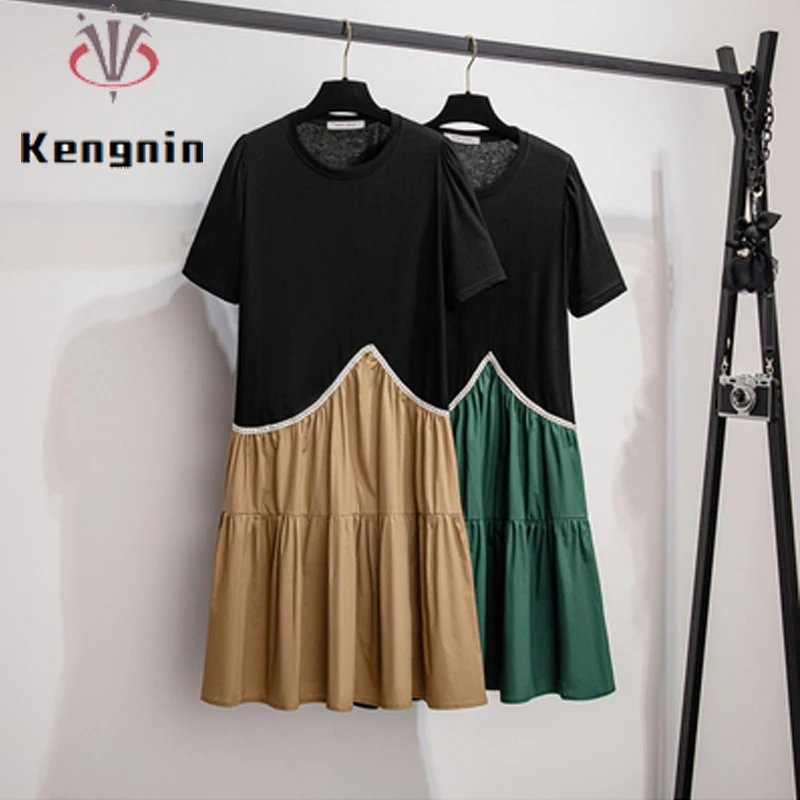 Summer Women's Dress 2021 New Plus Size 4XL Dress Woman Spliced Short Sleeve Female Robe Lady Vestidos T-shirt Dresses KE1510
Summer Women's Dress 2021 New Plus Size 4XL Dress Woman Spliced Short Sleeve Female Robe Lady Vestidos T-shirt Dresses KE1510