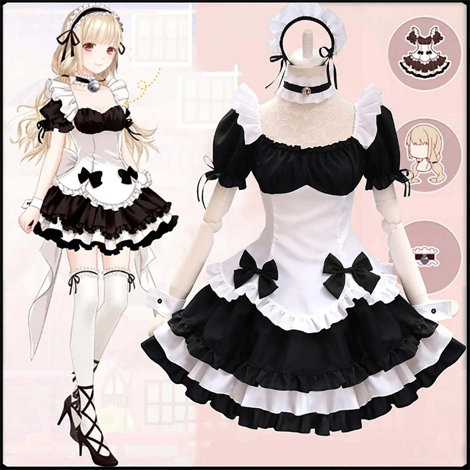 Women Maid Outfit Lovely Dress Cosplay Costume Animation Show Lolita Dresses Japanese Outfit Girls Woman Black White Maid Dress
Women Maid Outfit Lovely Dress Cosplay Costume Animation Show Lolita Dresses Japanese Outfit Girls Woman Black White Maid Dress