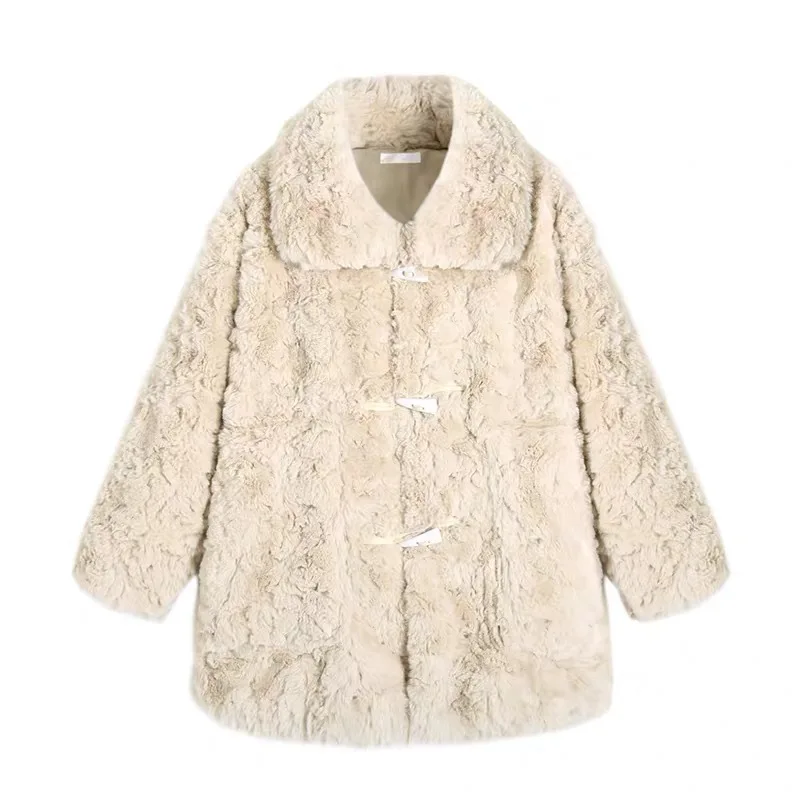 Faux Fur Coat Women Jacket Turn-down Collar Horn Button Faux Rex Rabbit Fur Female Winter Jackets Thick Warm Plush Women Coat
Faux Fur Coat Women Jacket Turn-down Collar Horn Button Faux Rex Rabbit Fur Female Winter Jackets Thick Warm Plush Women Coat