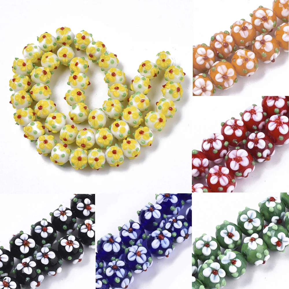 

about 45pcs/Strand Handmade Flower Lampwork Beads Strands for Jewelry Making DIY Bracelet Necklace Decor Accessories