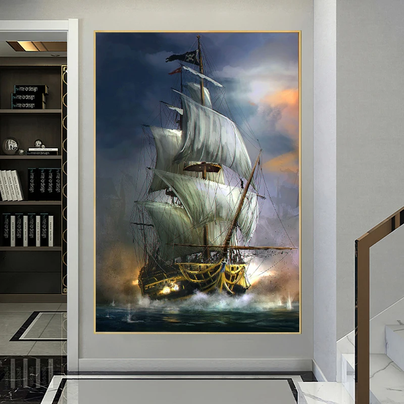 Pirate Ship Wall Art Vintage Sailing Ships Canvas Painting Poster Print Wall Picture for Living Room Home Hotel Interior Decor
Pirate Ship Wall Art Vintage Sailing Ships Canvas Painting Poster Print Wall Picture for Living Room Home Hotel Interior Decor