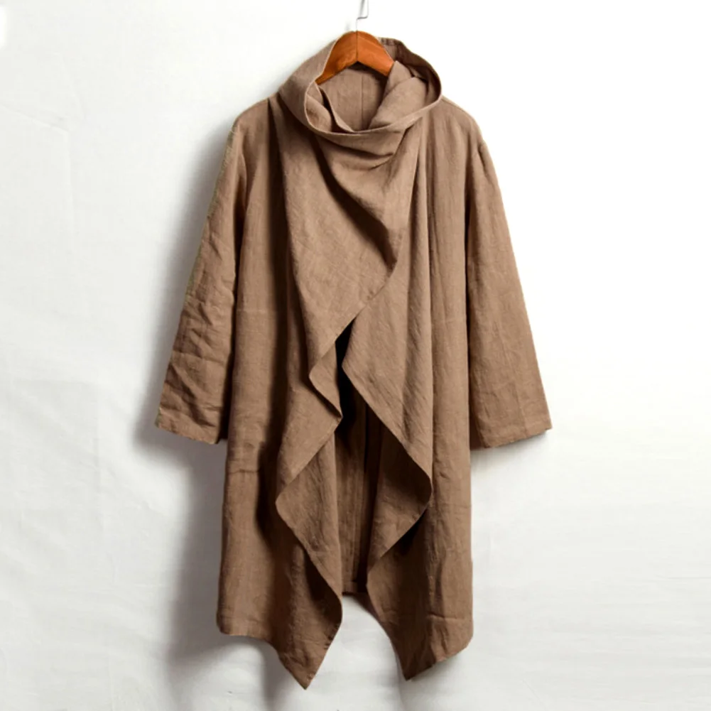 Men Spring Summer Gothic Punk Long Sleeve Cape Ruffle Shawl Midi Cardigan Coat | Мужская одежда