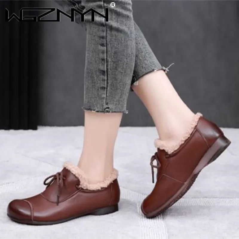 Genuine PU Leather Ladies Lace Up Flats Round Toe 2022 Autumn Winter Concise Shallow Women Vintage Shoes Handmade Retro Boots
Genuine PU Leather Ladies Lace Up Flats Round Toe 2022 Autumn Winter Concise Shallow Women Vintage Shoes Handmade Retro Boots