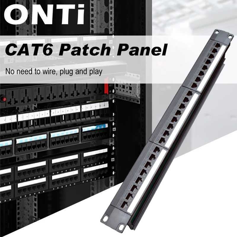 ONTi 19in 1U стеллаж для выставки товаров 24 Порты и разъёмы проходной CAT6 патч Панель RJ45