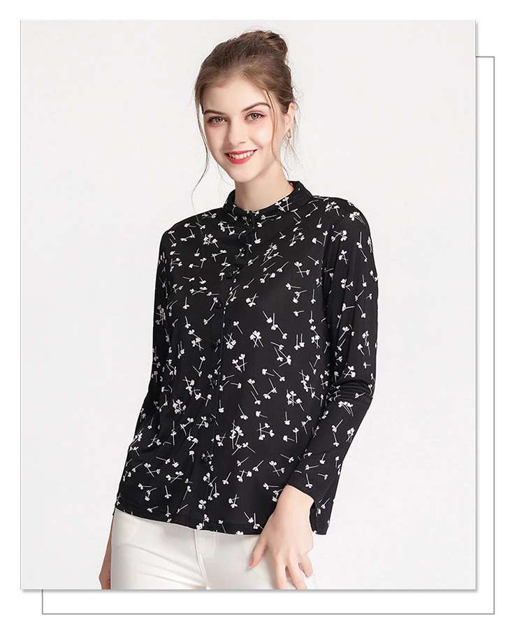 100% Silk Women's Shirt Stand Collar Long Sleeves Printed Fashion Casual Blouse Tops
100% Silk Women's Shirt Stand Collar Long Sleeves Printed Fashion Casual Blouse Tops