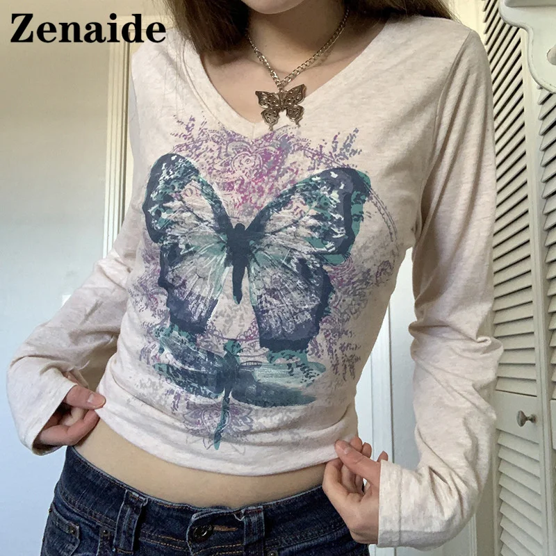 Женская футболка с принтом в виде бабочек Zenaide, винтажный Повседневный Топ с длинным рукавом, Y2K, осень 2021
Женская футболка с принтом в виде бабочек Zenaide, винтажный Повседневный Топ с длинным рукавом, Y2K, осень 2021