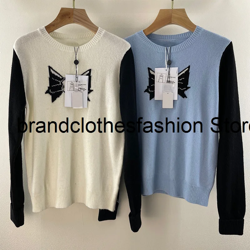 Blue Or White Contrast Black Long Sleeve Pullover Women High Quality 100% Cashmere Woolen Top O-Neck Sweater Lady 2021 Autumn
Blue Or White Contrast Black Long Sleeve Pullover Women High Quality 100% Cashmere Woolen Top O-Neck Sweater Lady 2021 Autumn