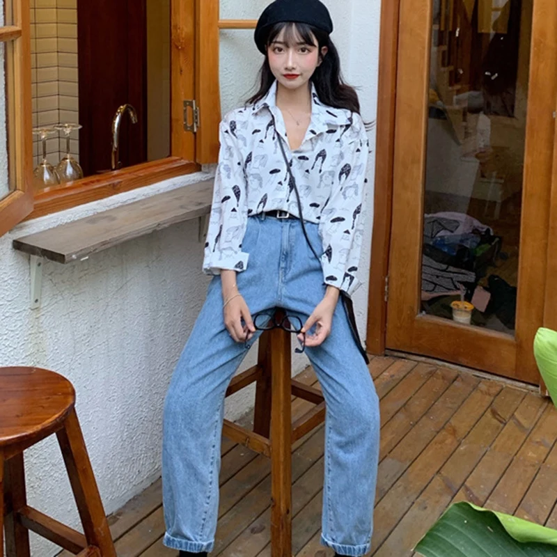 Female Wild Vintage Blouse Long Sleeve Cartoon Print Lapel Shirt Slim Loose Single-breasted Blouse
Female Wild Vintage Blouse Long Sleeve Cartoon Print Lapel Shirt Slim Loose Single-breasted Blouse