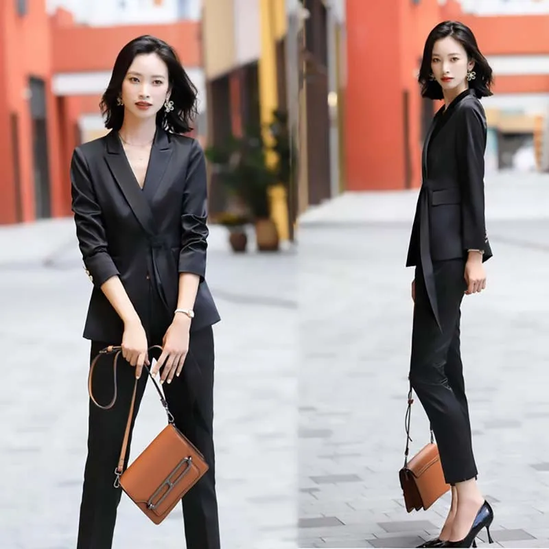 Office Wear Blazer Set Women Winter Fashion Tie Elegant Business Suits Ladies Formal Blazer And Pants 2 Piece Set Female Suits
Office Wear Blazer Set Women Winter Fashion Tie Elegant Business Suits Ladies Formal Blazer And Pants 2 Piece Set Female Suits