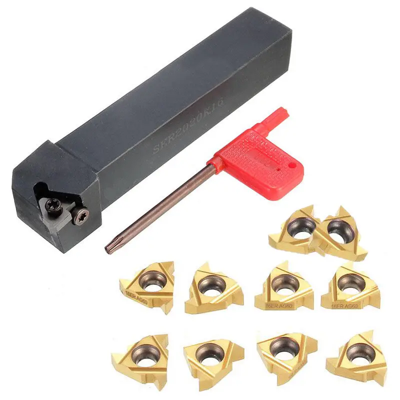 16ER AG60 Inserts SER2020K16 Thread Lathe Turning Tool Holder Boring Bar Wrench Set For Semi-finishing Workshop Tools
16ER AG60 Inserts SER2020K16 Thread Lathe Turning Tool Holder Boring Bar Wrench Set For Semi-finishing Workshop Tools