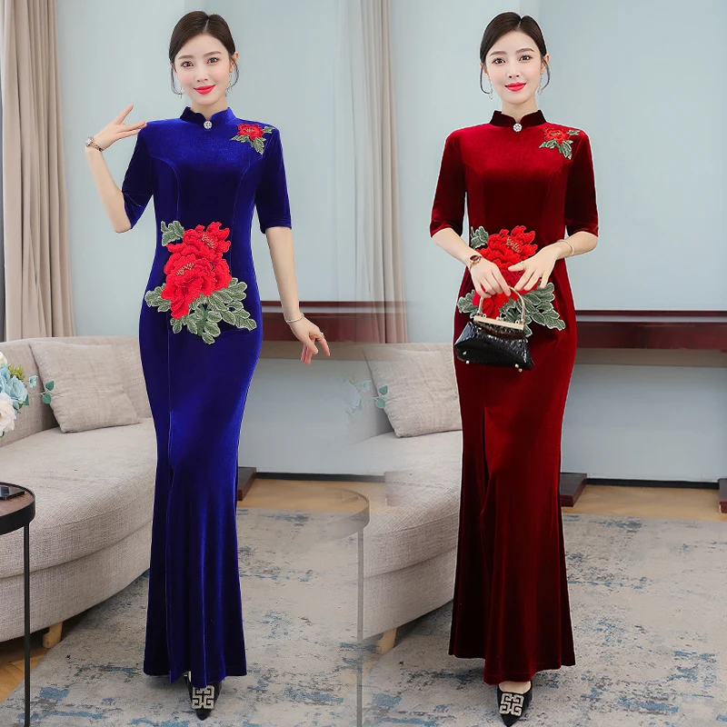 Осеннее Новое модифицированное бархатное эластичное вечернее платье qipao с хвостом для проведения вечевечерние НКИ
Осеннее Новое модифицированное бархатное эластичное вечернее платье qipao с хвостом для проведения вечевечерние НКИ