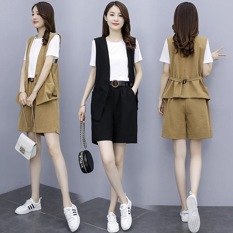 Short Sets Women Summer 2021 New Fashion Casual Loose Wide Leg Sleeveless Solid All-match Ins Chic Simple Outwear 2 Piece Outfit
Short Sets Women Summer 2021 New Fashion Casual Loose Wide Leg Sleeveless Solid All-match Ins Chic Simple Outwear 2 Piece Outfit