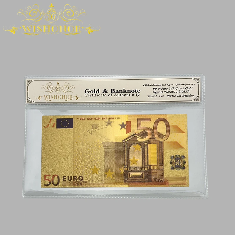Gold Plated Gifts For Color Banknotes 50 Euro Banknotes in Gold Plated Fake Moeny With COA Frame For Hot Sales and Collection
Gold Plated Gifts For Color Banknotes 50 Euro Banknotes in Gold Plated Fake Moeny With COA Frame For Hot Sales and Collection
