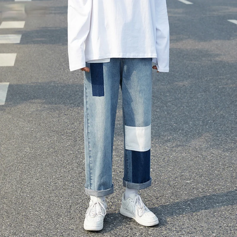 Men Jeans Patchwork Trendy Panelled Loose Leisure Chic Males Denim Straight Punk All-match Retro Trousers Baggy Cowboy Students
Men Jeans Patchwork Trendy Panelled Loose Leisure Chic Males Denim Straight Punk All-match Retro Trousers Baggy Cowboy Students