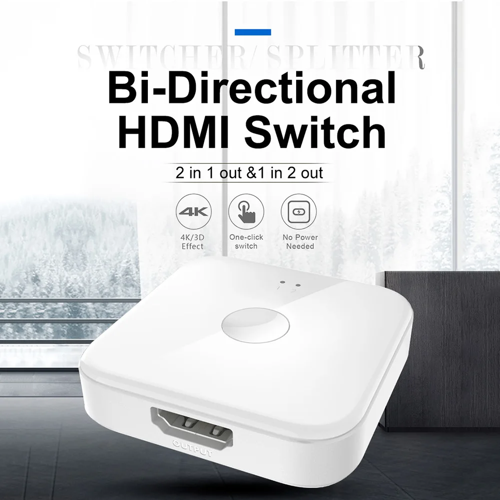 Bi-Directional KVM Switch 2 in 1 out and 1 in 2 out HDMI-compatible Switcher No External Power Supports 4K@30Hz One-Click Switch
Bi-Directional KVM Switch 2 in 1 out and 1 in 2 out HDMI-compatible Switcher No External Power Supports 4K@30Hz One-Click Switch