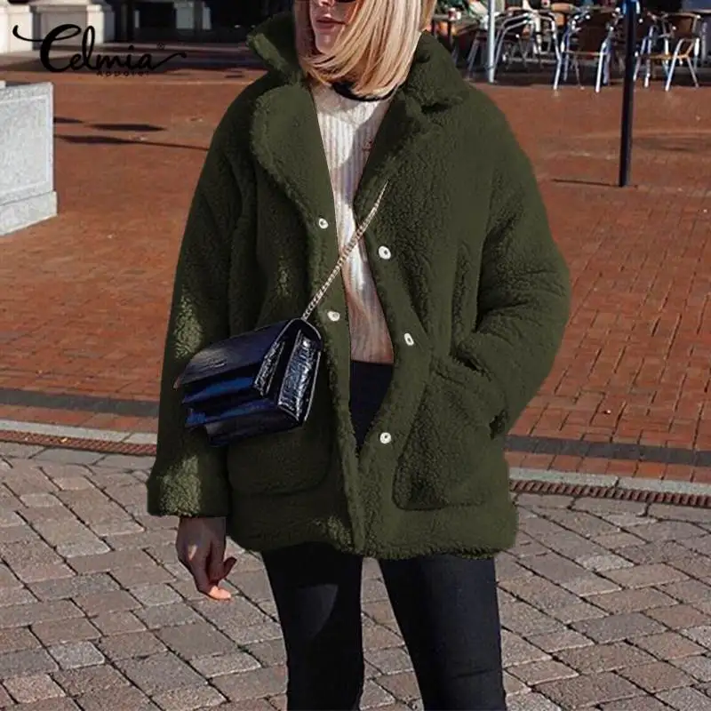 Зимние Шубы из искусственного меха Celmia 2021, женские модные меховые теплые куртки, повседневное плюшевое пальто, женская верхняя одежда больш... 
Зимние Шубы из искусственного меха Celmia 2021, женские модные меховые теплые куртки, повседневное плюшевое пальто, женская верхняя одежда больш...