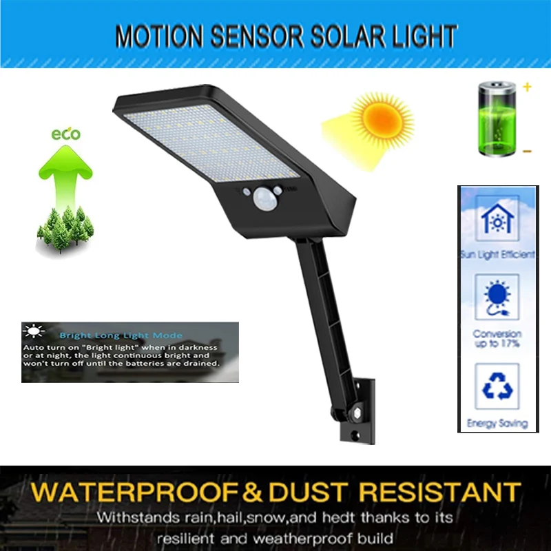 Outdoor LED Solar Wall Lights 48LED Waterproof Motion Sensor Garden Spotlight For Street Porch Yard
Outdoor LED Solar Wall Lights 48LED Waterproof Motion Sensor Garden Spotlight For Street Porch Yard