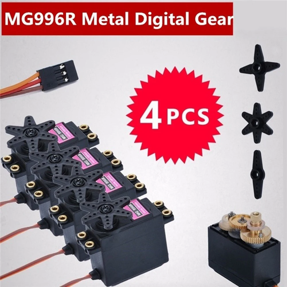 4pcs MG996R Metal Gear MG995 Digital Torque Servo Motor for RC Truck Racing Auto Accessories
4pcs MG996R Metal Gear MG995 Digital Torque Servo Motor for RC Truck Racing Auto Accessories