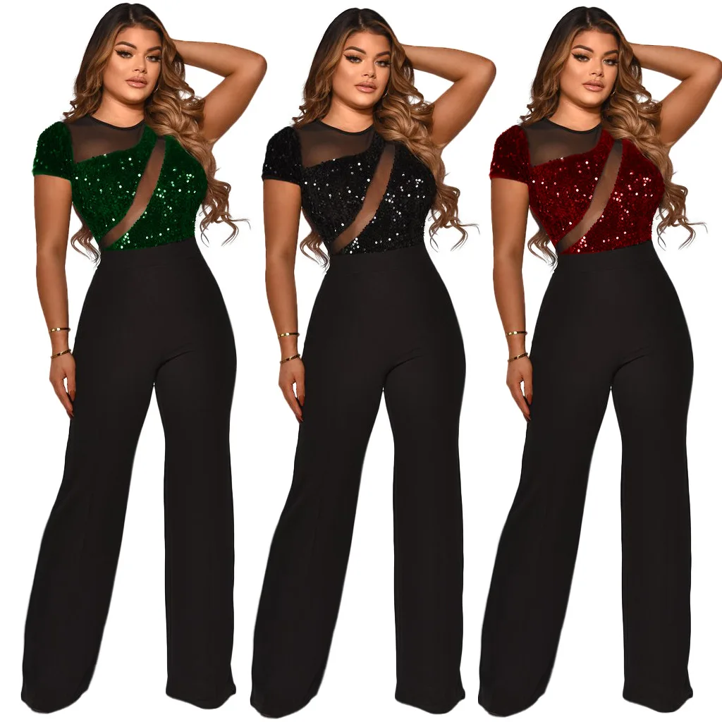 Casaul Women Jumpsuit Sequins Color Patchwork Long Wide Pants Bodysuit Long Romper Women Jumpsuit Overalls
Casaul Women Jumpsuit Sequins Color Patchwork Long Wide Pants Bodysuit Long Romper Women Jumpsuit Overalls