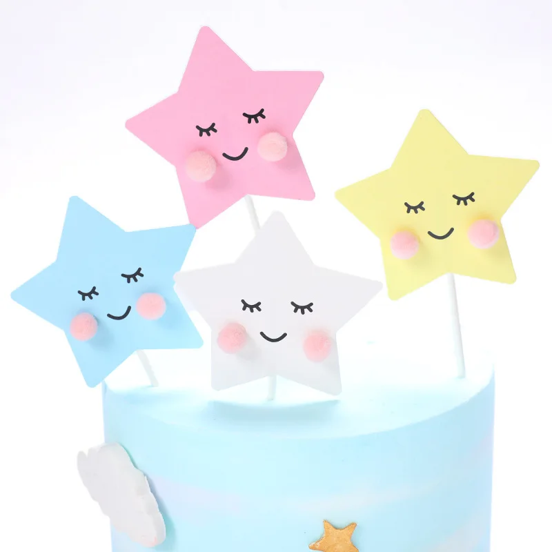 Simple hair ball smiley five-pointed star cake topper happy birthday cake cup decoration baby shower wedding supplies
Simple hair ball smiley five-pointed star cake topper happy birthday cake cup decoration baby shower wedding supplies
