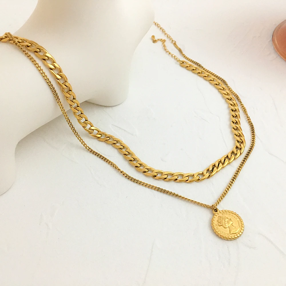Monlansher Vintage Double Layer Chain Chokers Elizabeth Gold Color Coin Pendant Necklace Minimalist Charm Necklaces Jewelry
Monlansher Vintage Double Layer Chain Chokers Elizabeth Gold Color Coin Pendant Necklace Minimalist Charm Necklaces Jewelry