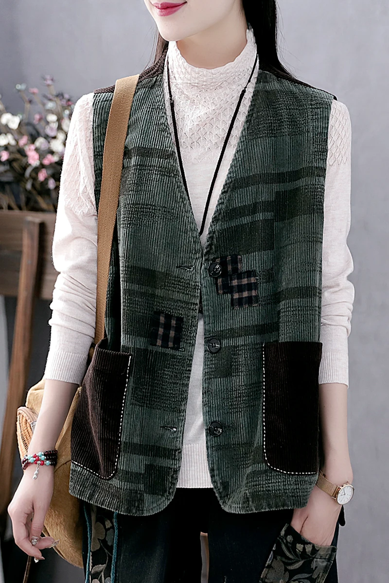 retro autumn waistcoat women's striped velvet sleeveless coat women's Corduroy cotton vest
retro autumn waistcoat women's striped velvet sleeveless coat women's Corduroy cotton vest