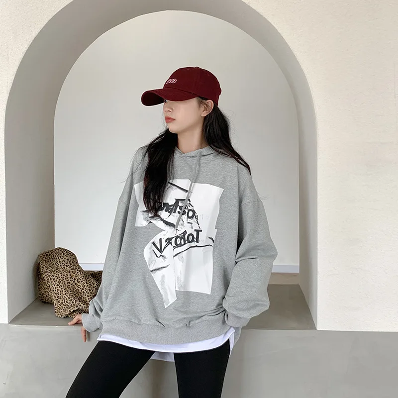 NEW Autumn And Winter New Printed Hooded Plus Fleece Hoodie Women Korean Street Harajuku Plus Size Fake Two-piece Top
NEW Autumn And Winter New Printed Hooded Plus Fleece Hoodie Women Korean Street Harajuku Plus Size Fake Two-piece Top