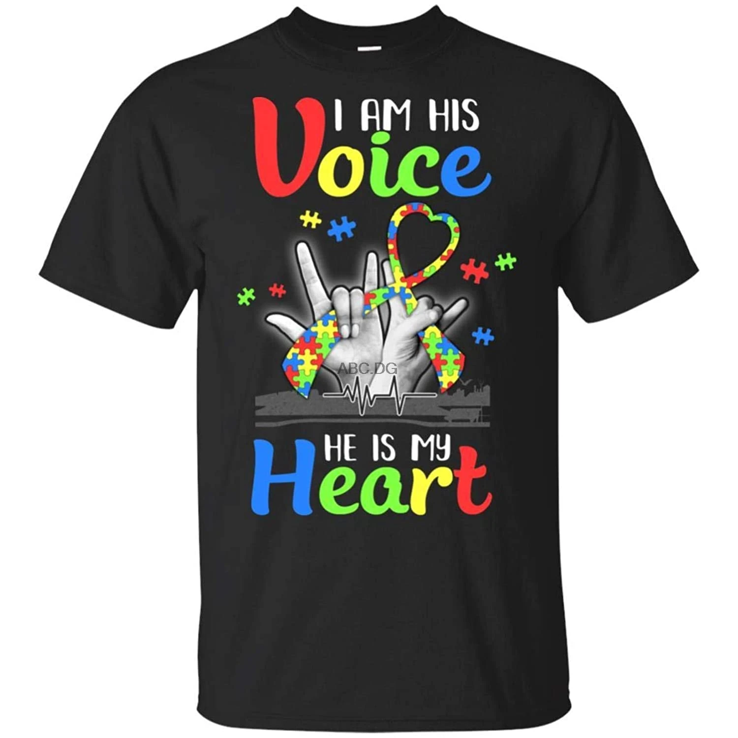 TeesPass I'm His Voice He is My Heart футболка для информирования об аутизме с коротким рукавом