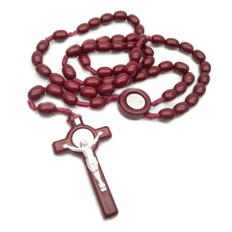 Jesus Wooden Beads 8mm Rosary Bead Cross Pendant Necklace Woven Rope Chain Jewelry Accessories
Jesus Wooden Beads 8mm Rosary Bead Cross Pendant Necklace Woven Rope Chain Jewelry Accessories