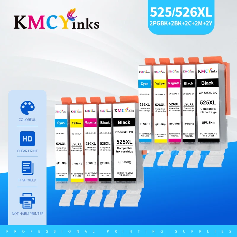 KMCYinks PGI-525 CLI-526 XL совместимые чернильные картриджи для Canon PGI525 CLI526 XL Pixma IP4850 IP4950 IX6550 MG5150 MG5250 MG5350
KMCYinks PGI-525 CLI-526 XL совместимые чернильные картриджи для Canon PGI525 CLI526 XL Pixma IP4850 IP4950 IX6550 MG5150 MG5250 MG5350