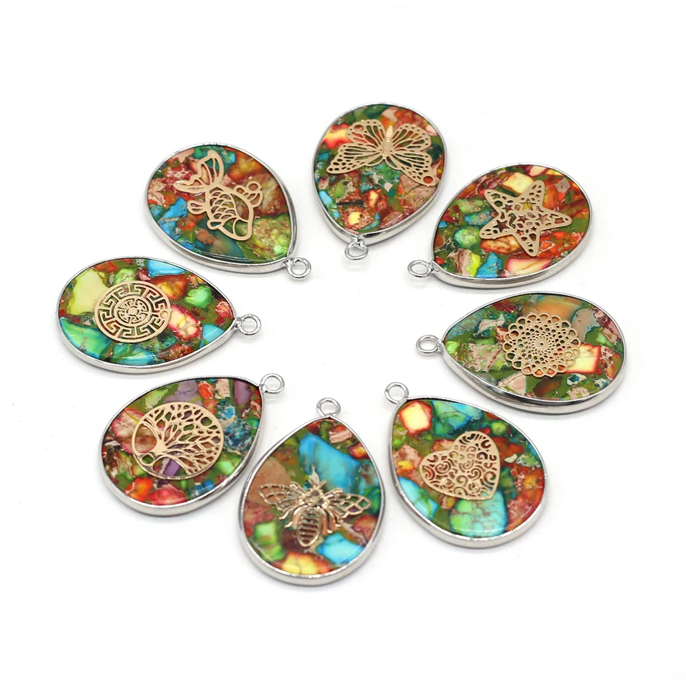 Vintage Pendant Natural Emperor Stone Colorful Silver-Plated Charm for Jewelry Making DIY Necklace Earrings Accessories 23x35mm
Vintage Pendant Natural Emperor Stone Colorful Silver-Plated Charm for Jewelry Making DIY Necklace Earrings Accessories 23x35mm