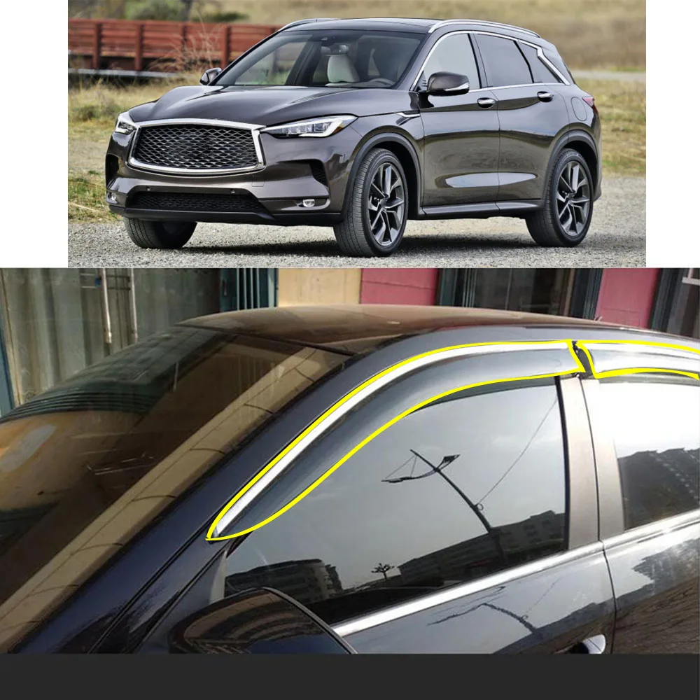 Car Body Styling Sticker Plastic Window Glass Wind Visor Rain/Sun Guard Vent Parts For INFINITI QX50 2014 2015 2016 2017 2018
Car Body Styling Sticker Plastic Window Glass Wind Visor Rain/Sun Guard Vent Parts For INFINITI QX50 2014 2015 2016 2017 2018