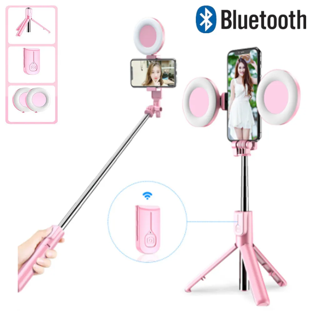 

Selfie Stick Tripod LED Ring light Extendable live Stand 3 in 1 With Monopod Phone Mount for iPhone Android smartphone