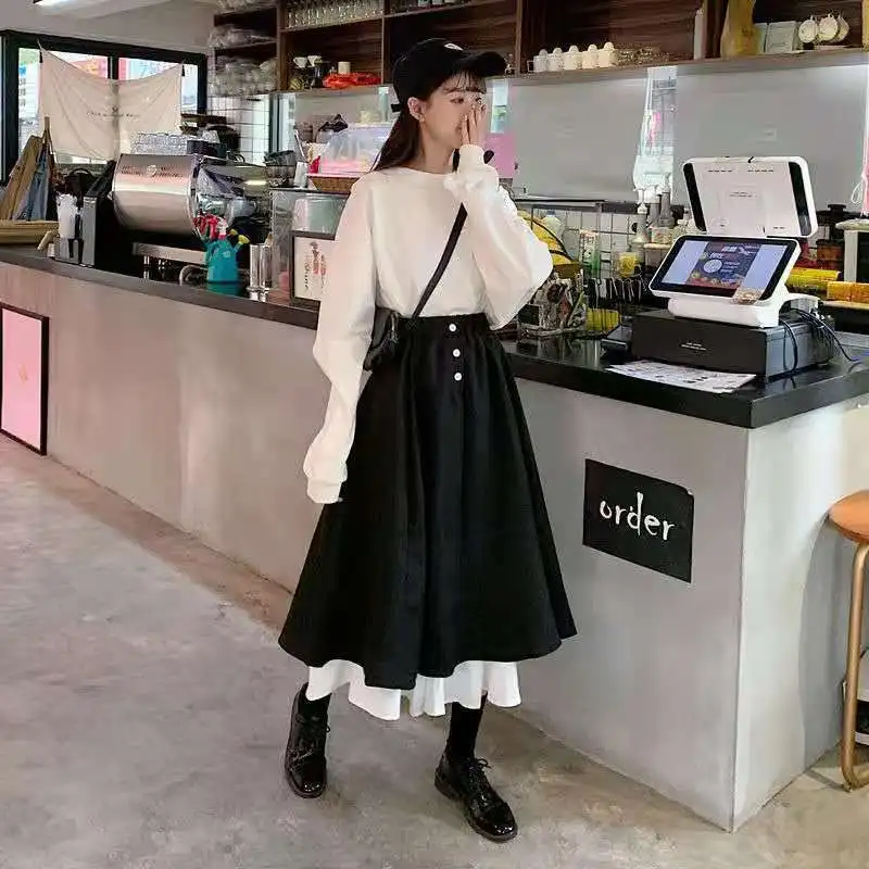 Korean Half Length Skirt Women's 2021 Spring Autumn High Waist Retro Short Skirt Academy Style Black and White A-line Long Skirt
Korean Half Length Skirt Women's 2021 Spring Autumn High Waist Retro Short Skirt Academy Style Black and White A-line Long Skirt