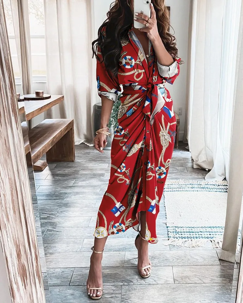 Summer Dress for Women2021 Long Dress Fashion Button Pleated Shirt Dress Fashion Casual Longsleeve Printing V-neck Beach Dress
Summer Dress for Women2021 Long Dress Fashion Button Pleated Shirt Dress Fashion Casual Longsleeve Printing V-neck Beach Dress