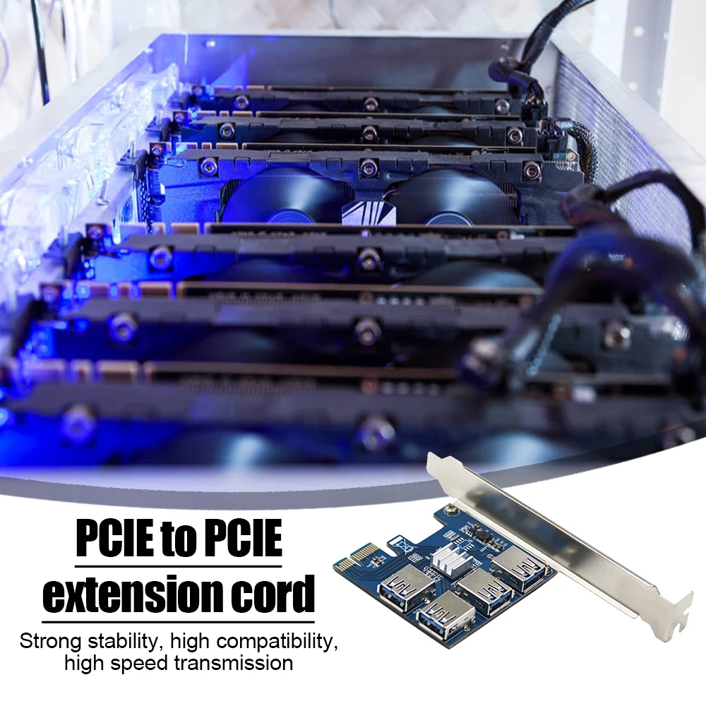 PCI-E to USB Riser Board 1 to 4 Adapter 4-port PCI-E to USB 3.0 Extender Card PCIe Port Multiplier Card Mining Accessory
PCI-E to USB Riser Board 1 to 4 Adapter 4-port PCI-E to USB 3.0 Extender Card PCIe Port Multiplier Card Mining Accessory