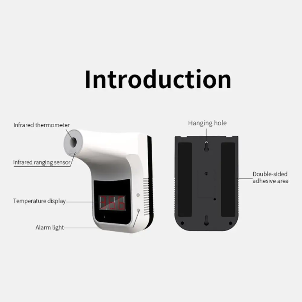 Single Wall-Mounted Thermometer K3 Wall-Mounted Infrared Sensor Industrial Forehead Thermometer Fixed Body Temperature Gun 1 Set
Single Wall-Mounted Thermometer K3 Wall-Mounted Infrared Sensor Industrial Forehead Thermometer Fixed Body Temperature Gun 1 Set