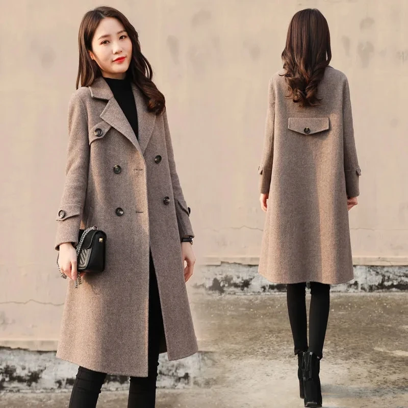 Women's Elegant Mid-Length Wool Coats Winter Korea Fashion Chic Woolen Overcoat Autumn Classic Suit Collar Brown Winter Clothing
Women's Elegant Mid-Length Wool Coats Winter Korea Fashion Chic Woolen Overcoat Autumn Classic Suit Collar Brown Winter Clothing