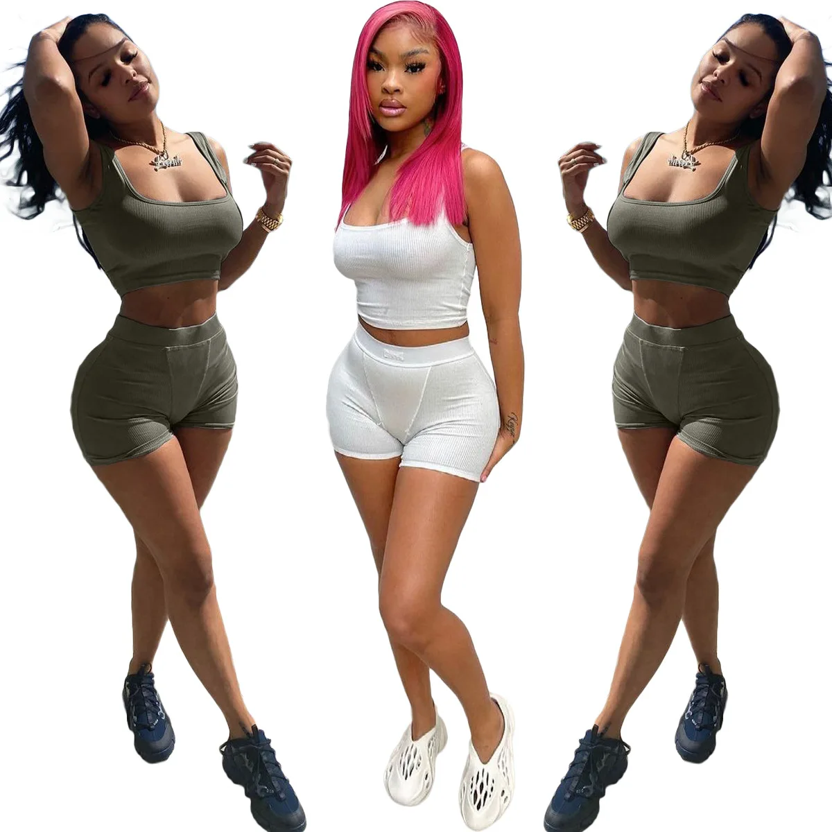 2021 Summer New Solid Color Low Waist Cropped Shorts Ultra Short Sexy Mini Vest Two-Piece Set
2021 Summer New Solid Color Low Waist Cropped Shorts Ultra Short Sexy Mini Vest Two-Piece Set