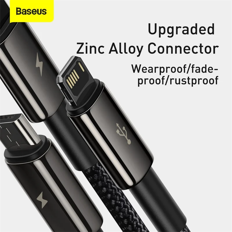 Кабель Baseus 3 в 1 USB Type C для iPhone 12 Pro Mini Max кабель быстрой зарядки или Samsung S20 Xiaomi Micro |
