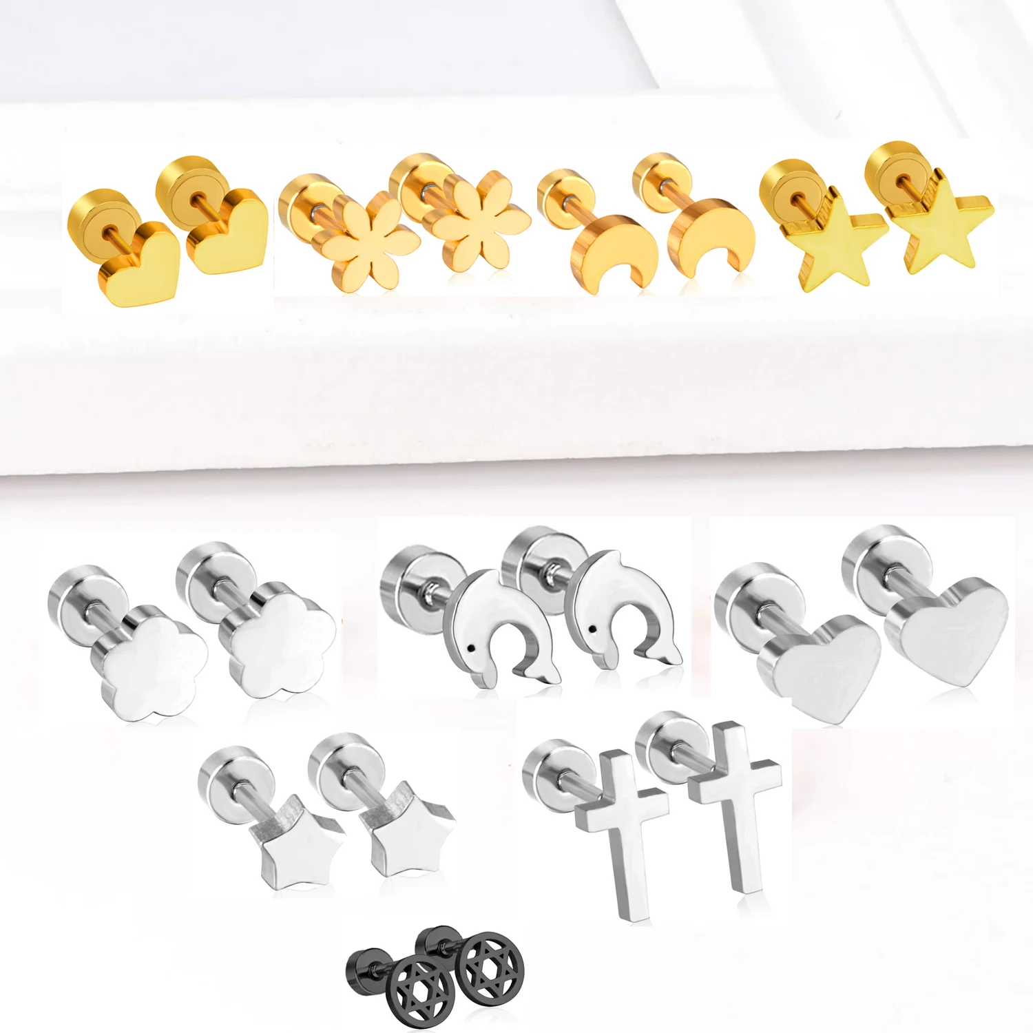 Fashion Earrings for Women Flower Heart Star Gold Silver color Jewelry accessories Baby Girls brinco Gift Wholesale
Fashion Earrings for Women Flower Heart Star Gold Silver color Jewelry accessories Baby Girls brinco Gift Wholesale