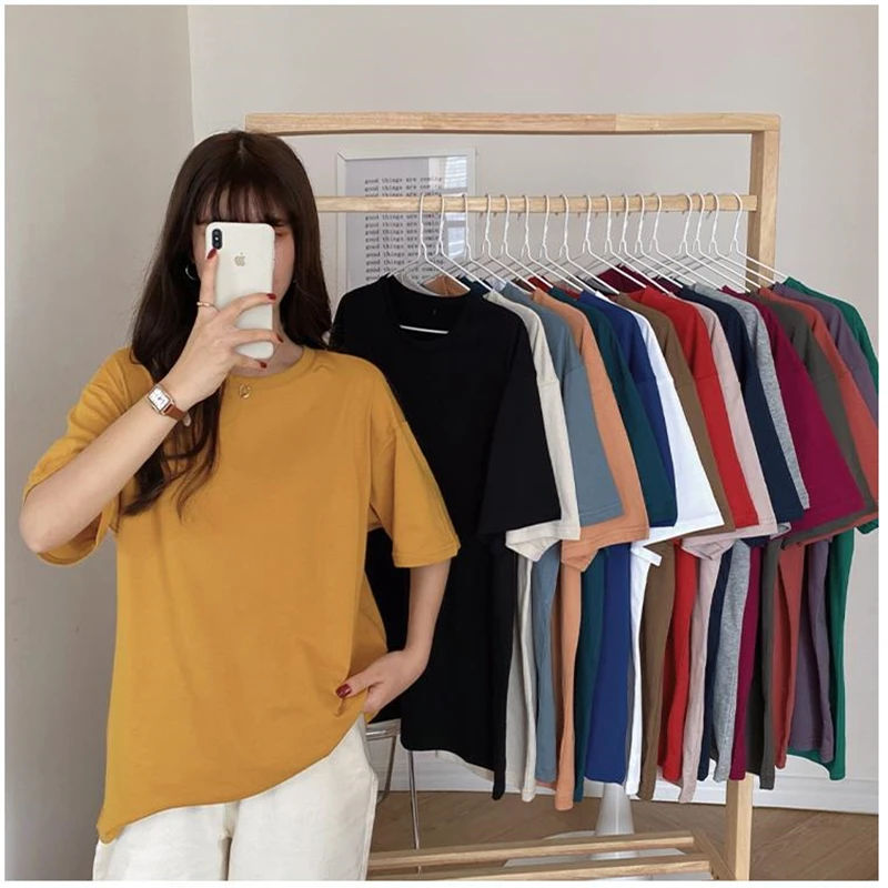 2021 Summer Women Short Sleeve T-Shirt Tee Shirt Female Loose Basic Oversize Casual O-Neck T-Shirt
2021 Summer Women Short Sleeve T-Shirt Tee Shirt Female Loose Basic Oversize Casual O-Neck T-Shirt