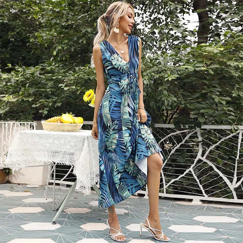 Summer Sexy V-neck Sleeveless Dress Women Clothes Printing Asymmetrical Dresses Loose Plus Size Casual Holiday Beach Party Dress
Summer Sexy V-neck Sleeveless Dress Women Clothes Printing Asymmetrical Dresses Loose Plus Size Casual Holiday Beach Party Dress