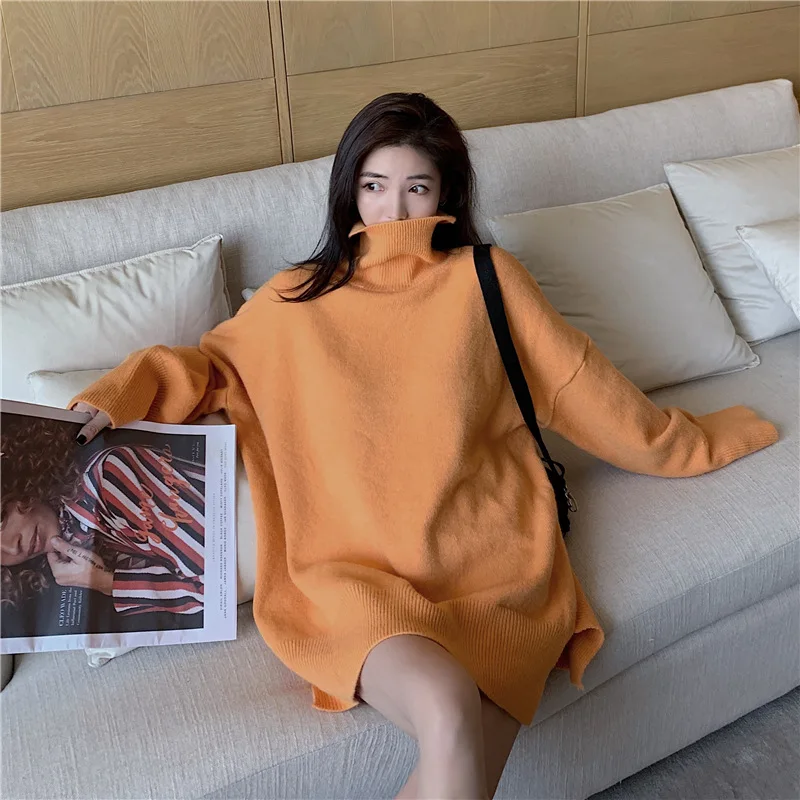 2019 new winter sweater women Fashion turtleneck knitted long sleeve loose casual sweater Solid Split tops Mid-length Hot sale
2019 new winter sweater women Fashion turtleneck knitted long sleeve loose casual sweater Solid Split tops Mid-length Hot sale