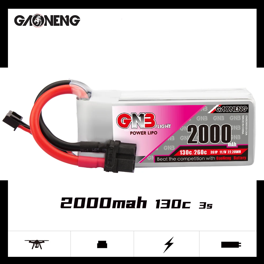 Литий-полимерный аккумулятор GAONENG GNB 2000 мАч 3S 11,1 В 130C/260C с разъемом XT60 для вертолета самолета радиоуправляемого FPV гоночного дрона, запчасти
Литий-полимерный аккумулятор GAONENG GNB 2000 мАч 3S 11,1 В 130C/260C с разъемом XT60 для вертолета самолета радиоуправляемого FPV гоночного дрона, запчасти