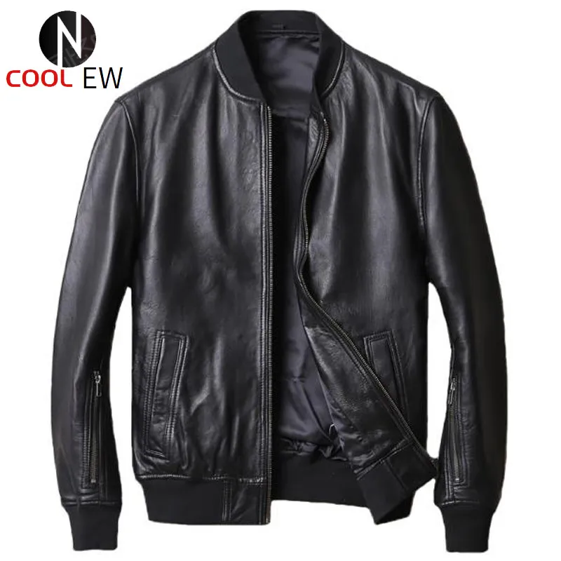 Кожаная куртка из натуральной овечьей кожи, Мужская Уличная одежда, Женская куртка из натуральной кожи в Корейском стиле, весна и осень A796 
Кожаная куртка из натуральной овечьей кожи, Мужская Уличная одежда, Женская куртка из натуральной кожи в Корейском стиле, весна и осень A796