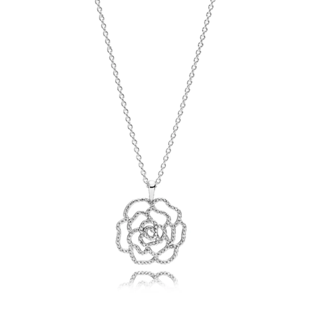 NEW 100% 925 Sterling Silver Shimmering Rose Pendant Necklace Clear CZ Elegant Temperament Suitable Gift Clavicle Chain
NEW 100% 925 Sterling Silver Shimmering Rose Pendant Necklace Clear CZ Elegant Temperament Suitable Gift Clavicle Chain