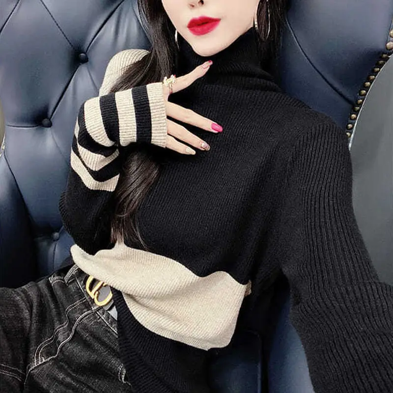 2020 new vintage color striped sleeve knitted bottoming shirt women winter age slim turtleneck sweater
2020 new vintage color striped sleeve knitted bottoming shirt women winter age slim turtleneck sweater