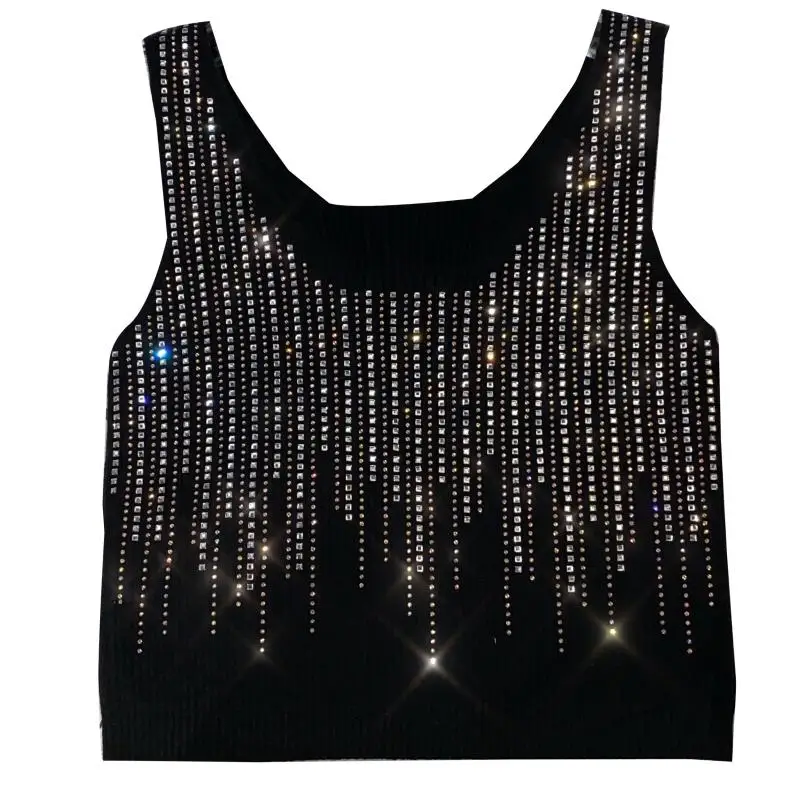 Fashion Womens New Short Skinny Diamonds Design Sleeveless Knitted Camisole Vest O-Neck Korean Style Elegant Casual Shirts 
Fashion Womens New Short Skinny Diamonds Design Sleeveless Knitted Camisole Vest O-Neck Korean Style Elegant Casual Shirts