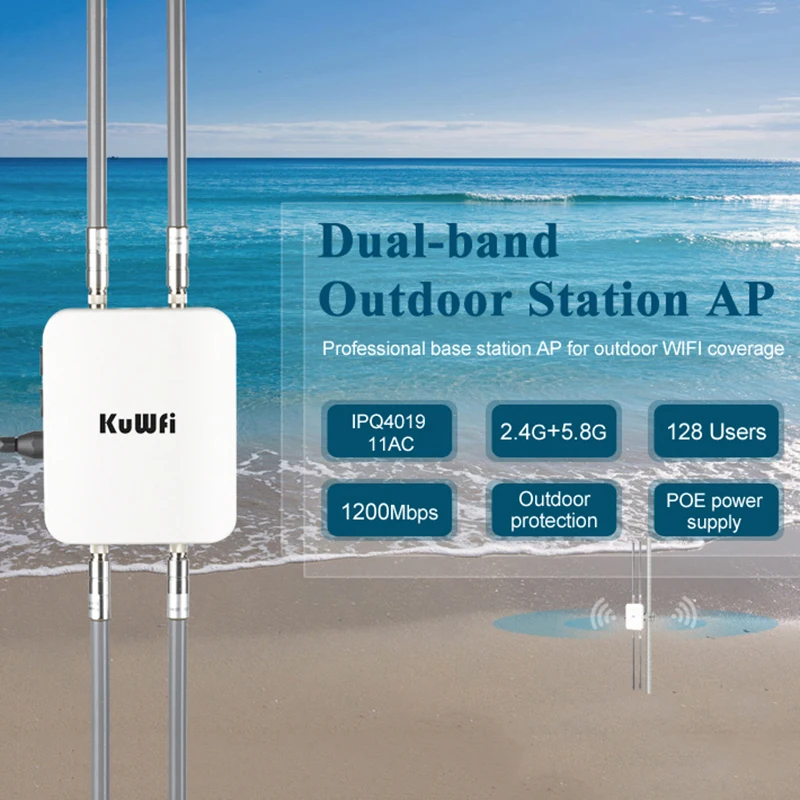 KuWFi 1200 Мбит/с гигабитный POE беспроводной Открытый AP маршрутизатор 802.11AC двухдиапазонный Wifi точка доступа AP 4*12 dBi антенна для любой погоды
KuWFi 1200 Мбит/с гигабитный POE беспроводной Открытый AP маршрутизатор 802.11AC двухдиапазонный Wifi точка доступа AP 4*12 dBi антенна для любой погоды